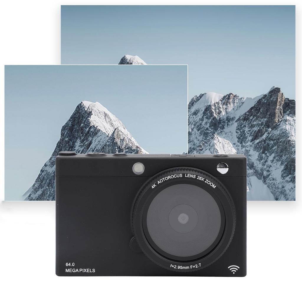 4K Digital Camera WiFi, 64MP, 28X Zoom, Beauty Mode, Retro Filter, Auto & Manual Focus, Tripod Interface, Built-in Flash, Music Player