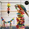 Colorful Natural Play Toy For Medium Large Birds Safe Chewing Bird Cage Hanging Activity Foraging Toy P9YB