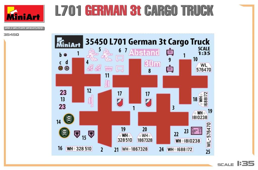 MiniArt L701 German Cargo Truck Plastic Model MA35450 1/35 3-Ton
