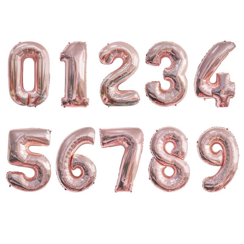 32 Inch Rose Gold Digital Aluminum Film Balloon Decoration Birthday Party Wedding Decoration Scene Aluminum Film Balloon