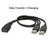 USB Cable Splitter Data Transfer Power Supply Cord 30CM USB2.0 Dual Female to Male Plug Wire Converter Charging Extension Line