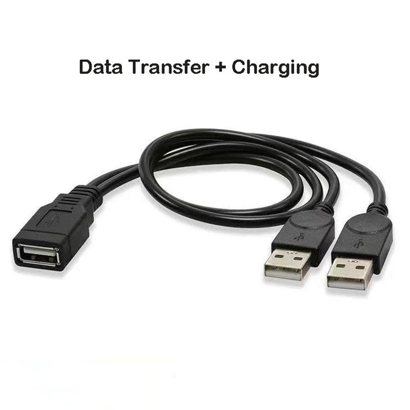 USB Cable Splitter Data Transfer Power Supply Cord 30CM USB2.0 Dual Female to Male Plug Wire Converter Charging Extension Line