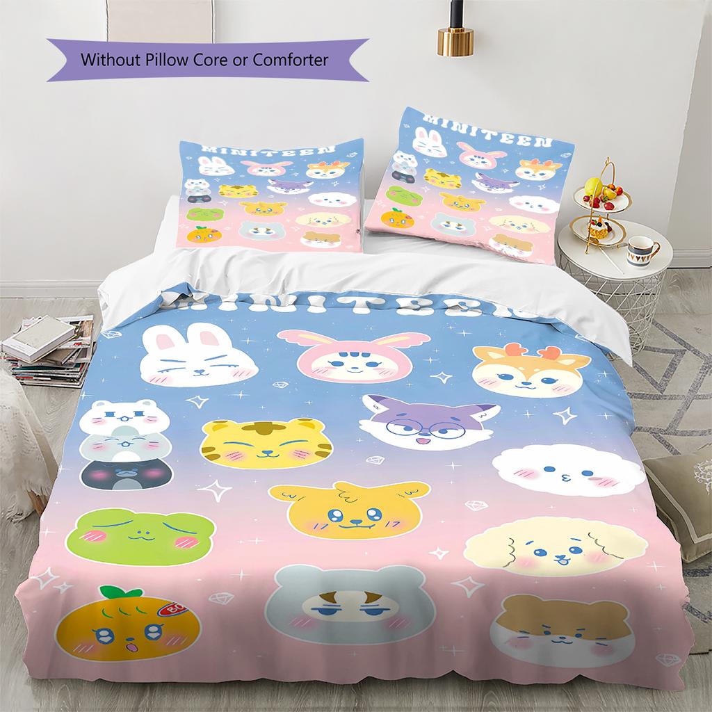 SEVENTEEN Pattern Bedding,Quilt Set Quilt Cover Pillowcase Home Birthday Gift (1 * duvet cover + 2 * pillowcase, without core)