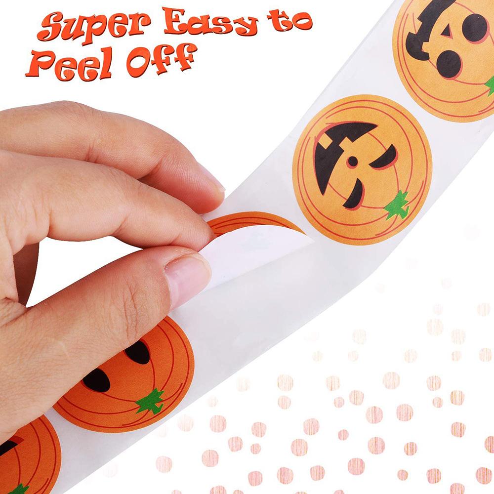 50-500pcs DIY Decorative Labels Halloween Party Favors Supplies Round Halloween Label Sticker Cute Smile Pumpkin Seal Sticker