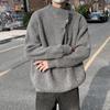 Men's Sophisticated Half-High Neck Button-Up Heavyweight Winter Sweater