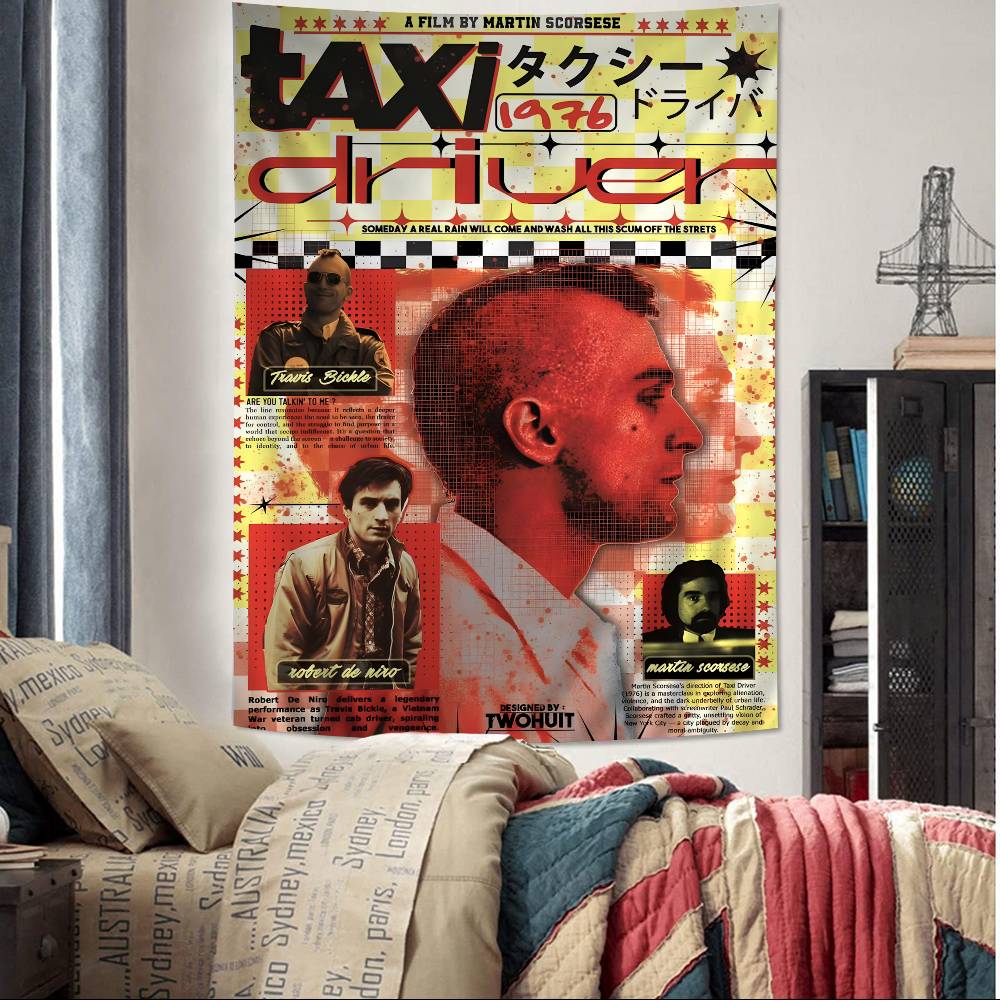 Crime Thriller Movies Taxi Driver Printed Large Wall Tapestry Hippie Wall Hanging Bohemian Wall Tapestries Mandala Home Decor