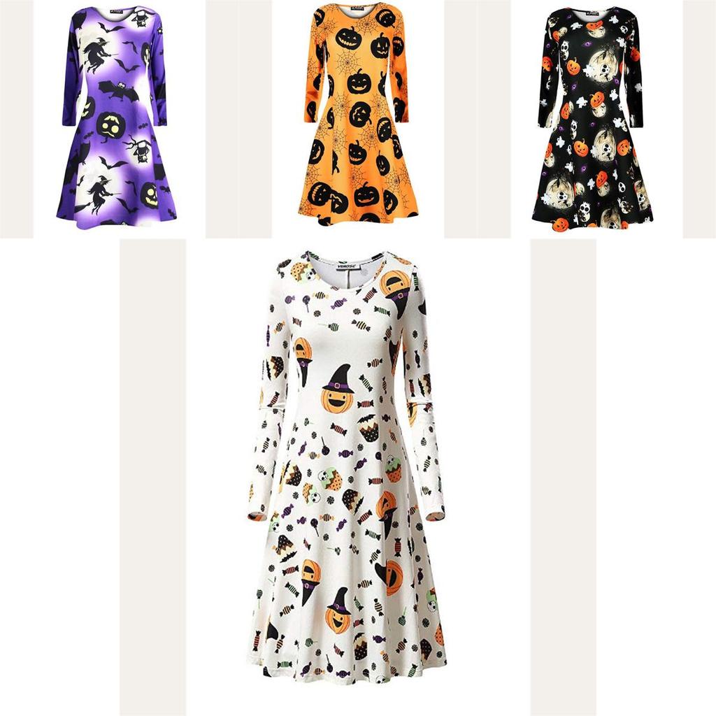 Premium Quality Womens Vampire Horror Blood Halloween Costume Flared Swing Dress