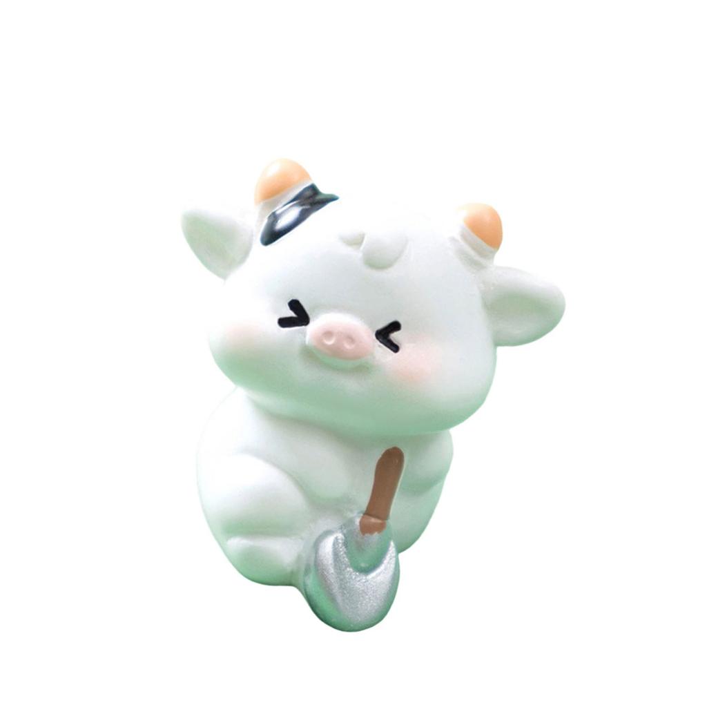 Cartoon Cow Figure Mini Miniatures Animal Garden Terrarium Resin Decorations Stakes Craft Landscaping Sculpture