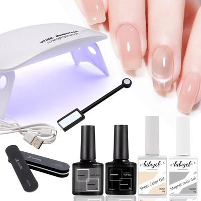 LULUGEL Gelnagel Kit Magnetische Nagellak Starter Kit met Instructies Magnetische Gelnagel Set Direct Klaar voor Gebruik Complete Set met Compatibele Compact
