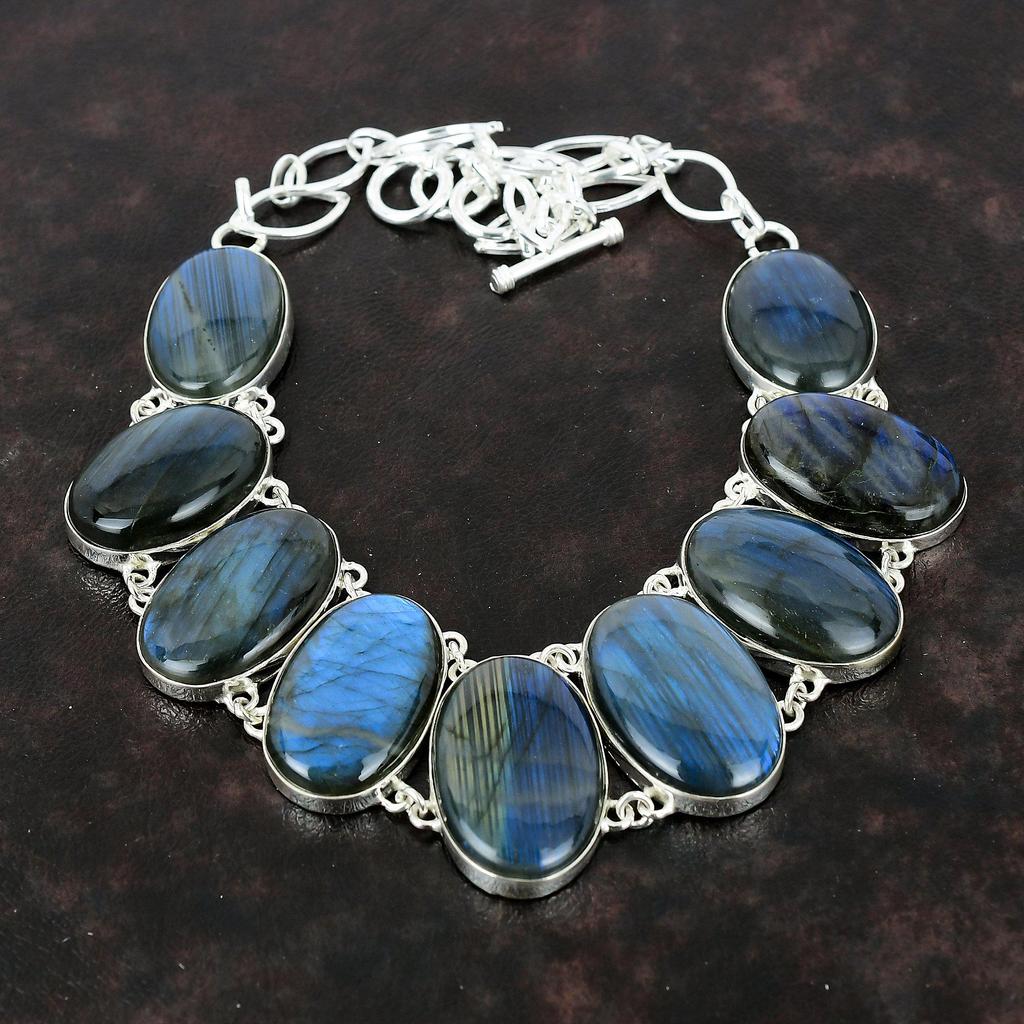 Labradorit-Halskette, 925er-Sterlingsilber-Halskette, zierlicher Edelstein-Schmuck, verstellbare Kette, handgefertigter Geburtsstein-Schmuck, Geschenk für ihn