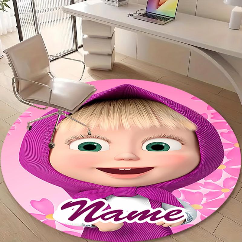 Personalized M-Masha and the Bear Round Chair Office Rug - Perfect for Mat, Office Chair & More - Ideal Gift for Birthdays and Holidays