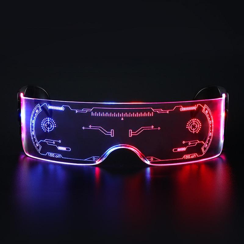 Colorful Luminous LED Glasses for Music Bar KTV Neon Party Christmas Halloween Decoration LED Goggles Festival Props