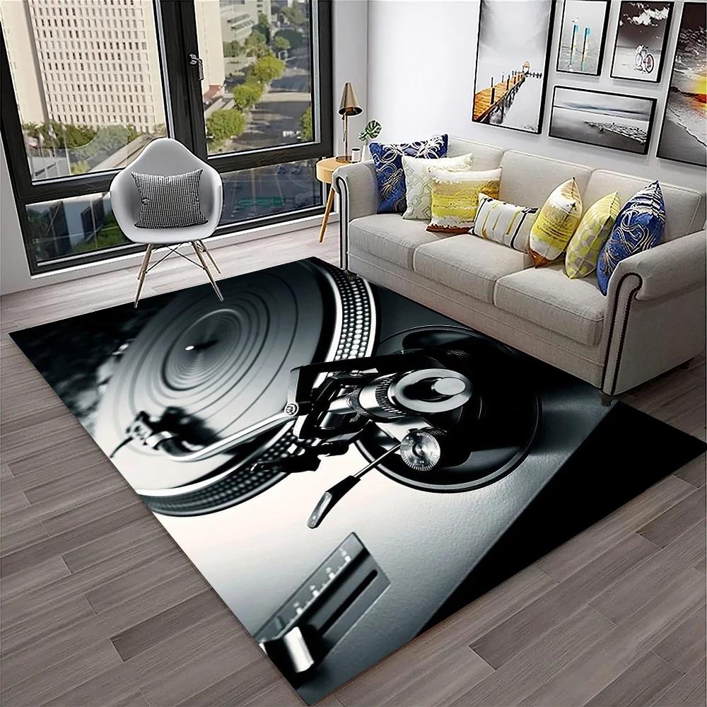 3D Retro Vinyl Record Music Art Carpet Rug for Home Living Room Bedroom Sofa Doormat Decor,Kid Play Area Rug Non-slip Floor Mat