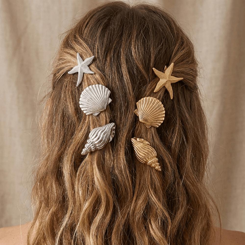 Vacation Style Starfish Hair Clip Golden Color Hair Accessories Duckbill Hair Clip Seaside Wear