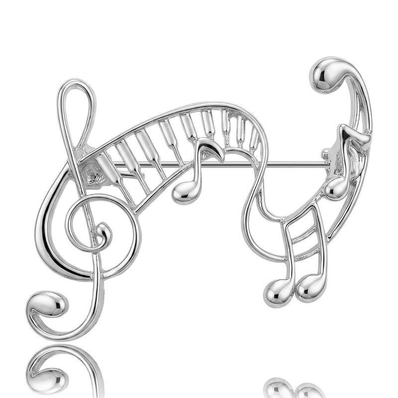 1Pcs Unisex 2-Color Elegant Music Lover Party Office Brooch Pin Metal Musical Note Brooches For Women Gifts
