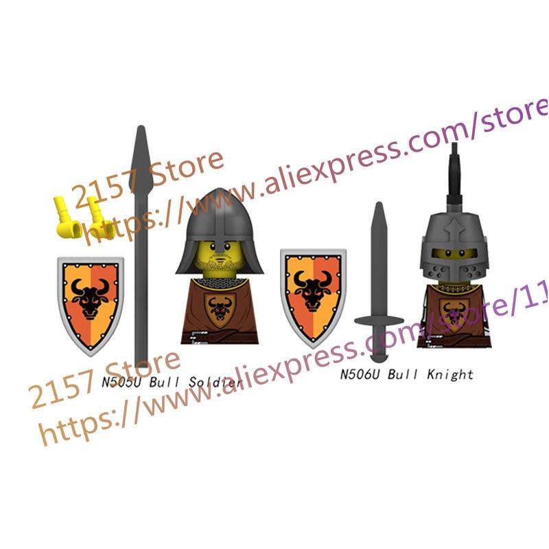 MOC Medieval Figure Building Block Castle Templar Knights Armor Militia Soldiers Gunners Shield Helmet Assembling Brick Toys S26