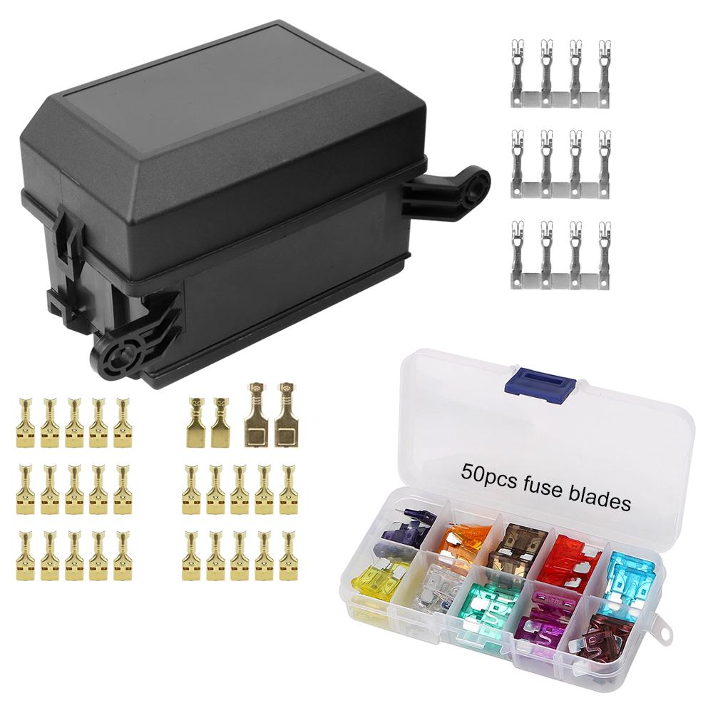 Car Relay Terminals Box Fuse Blades 3A-40A 6 Way Circuit Protection Automotive Accessories For Car Truck Trailer Boat Marine