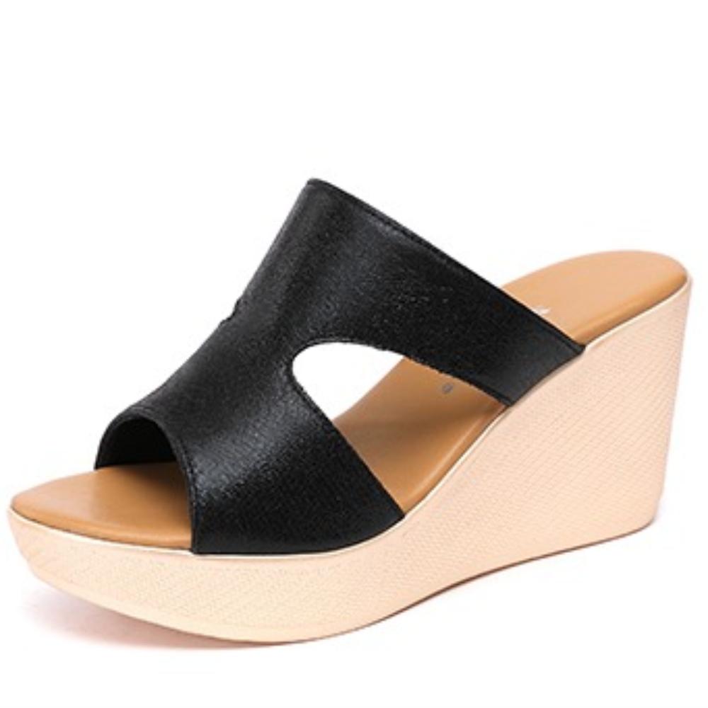 

Модные летние шлепанцы Женские туфли на танкетке Платформа Женские туфли на высоком каблуке Шлепанцы Женские сандалии Шлепанцы Женская обувь Zapatos De Mujer 35 чёрный