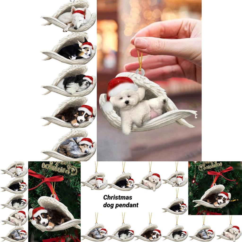 Adorable Cartoon Style Car Pendant Decor Angel Dog Design Acrylic Material 8*6cm/3.1*2.4in