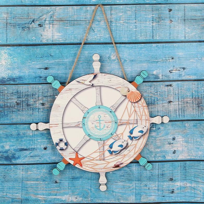 

Креативна дерев яна дошка для серфінгу Дерев яна підвіска, Масив дерева Океанське штурвальне колесо Прикраса для ресторану Лістинг Настінний декор K2-3 Round