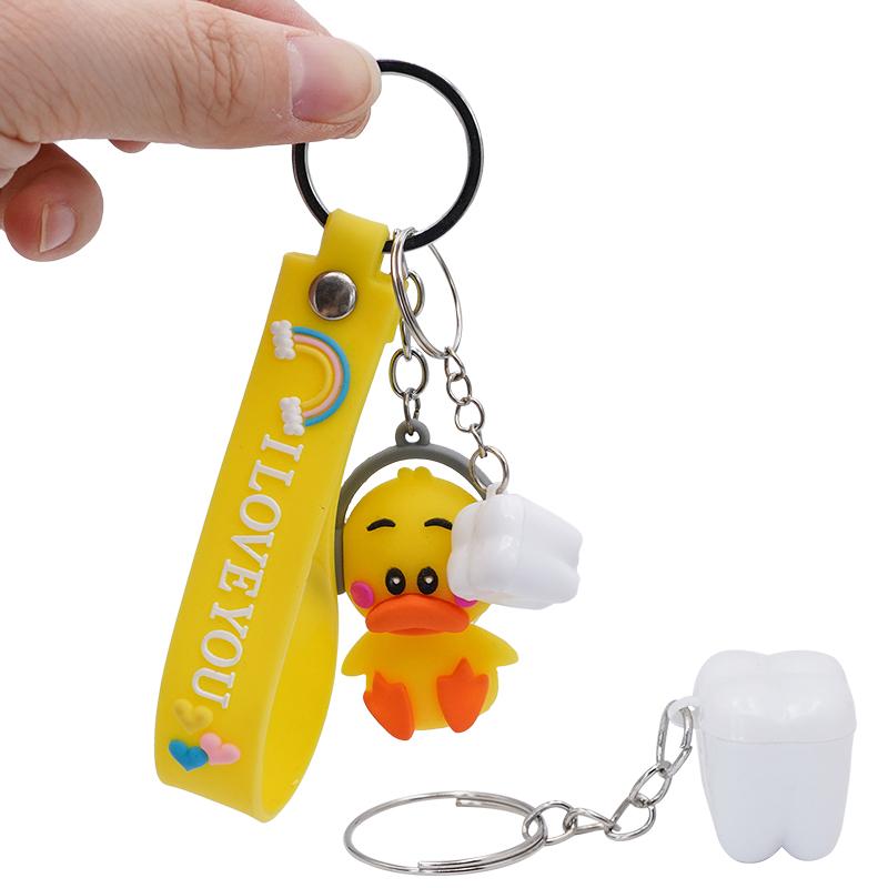 1020Pcs Tooth Shape Milk Teeth Box Plastic Keychain Kids Teeth Storage Case Organizer Child'S Tooth Souvenir Save Container