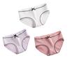 3Pcs Cotton Underwear Women Seamless Briefs Bowknot Stripes Underpants Breathable Mid-Waist Briefs for Female