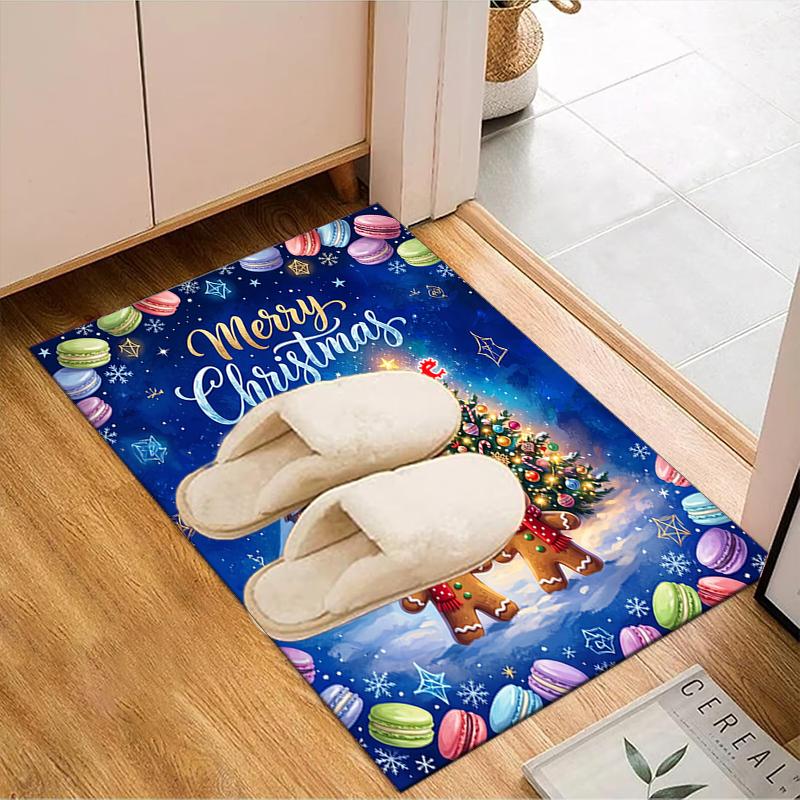 1PC Custom Name Christmas Macaron Theme Floor Mat Ideal for Living Room, Game Rooms, Office, Bedroom, Office Floor Mat , Floor Mats for Home