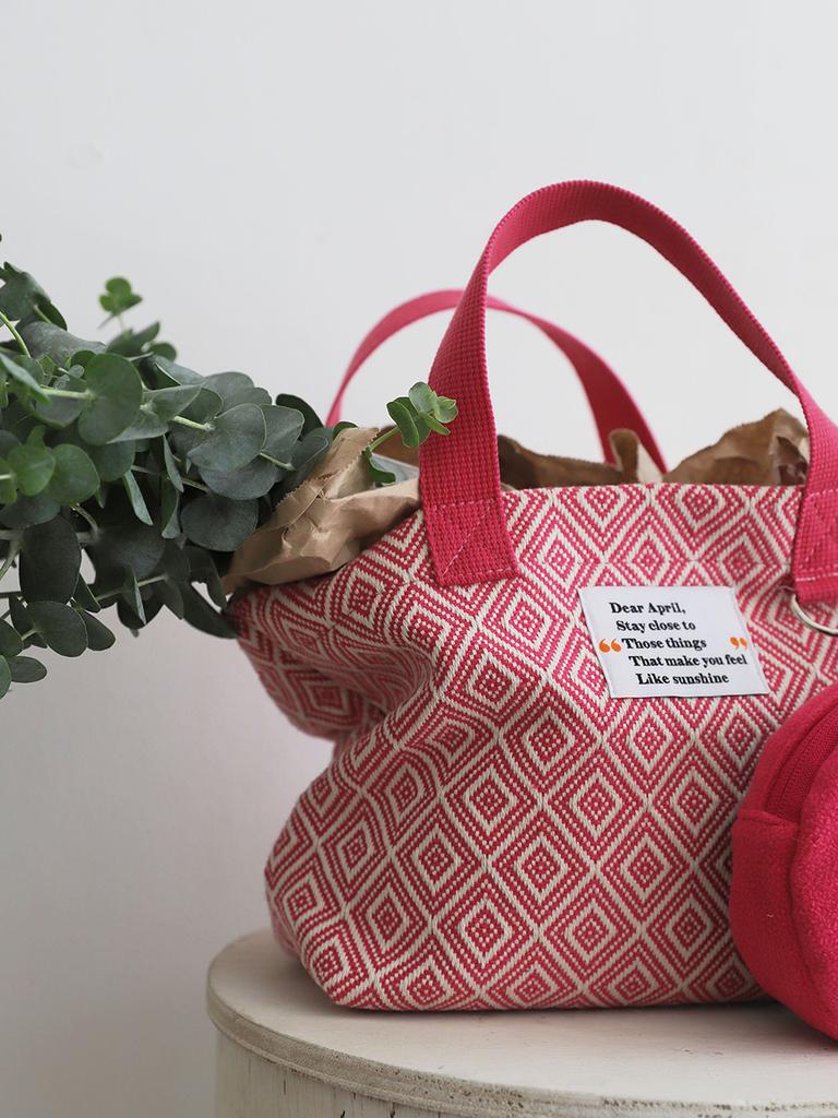 Double Quotes Summer Tote Bag Pink