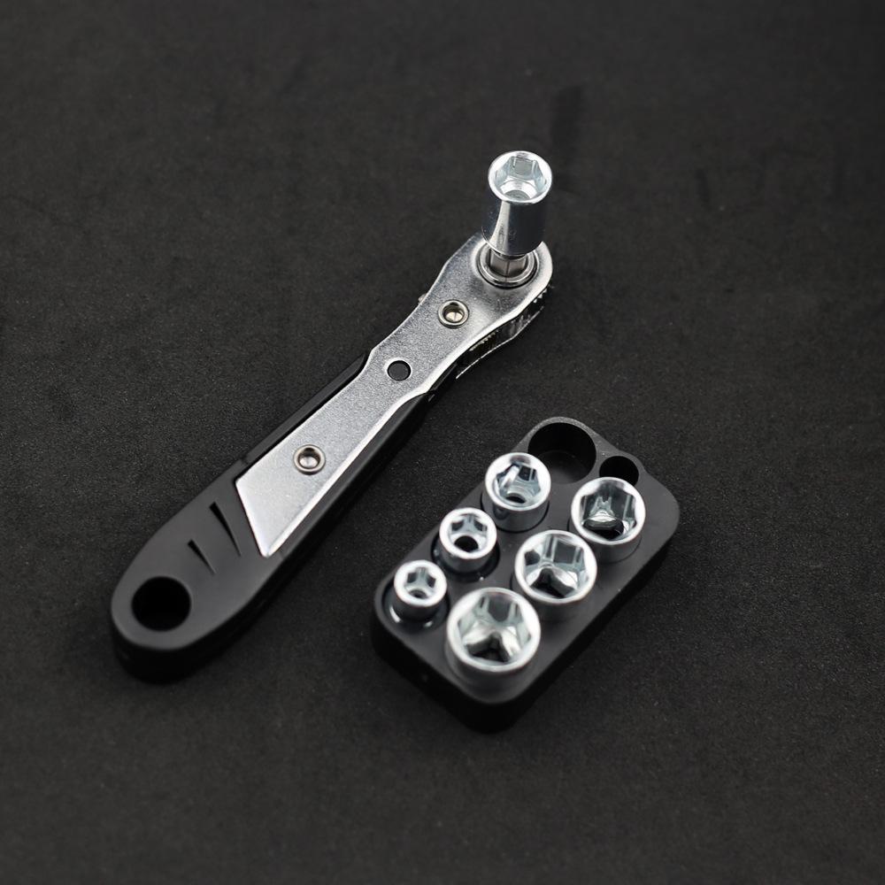 36-Tooth Dual Action Mini Ratchet Wrench Handle with Hexagon and Torx Bit Sockets