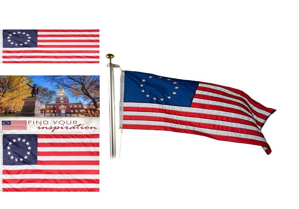 Vintage 13-Sterne-Flagge Amerikanische US-Kolonien Betsy Ross Retro-Design in Rot Weiß Blau 3x5 Fuß