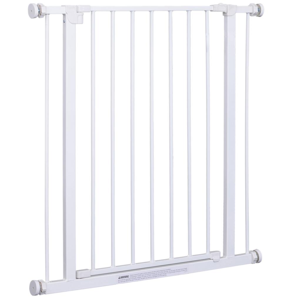 Cancello di Sicurezza Espandibile per Animali Facile Installazione con Supporti a Pressione Acciaio Resistente con Finitura Verniciata a Polvere Bianco 76x76-82cm