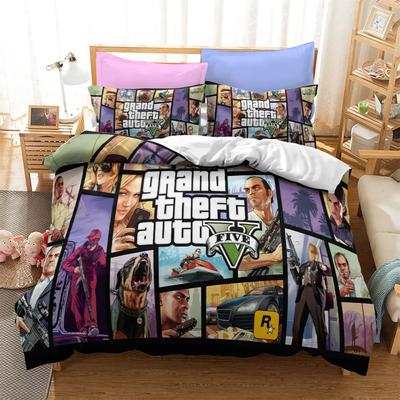 3D-Cartoon-Spiel Grand Theft Auto Bettbezug mit Kissenbezug Bettwäsche-Set Einzelbett Doppelbett Twin Full Queen King Bettset Zimmerdekor