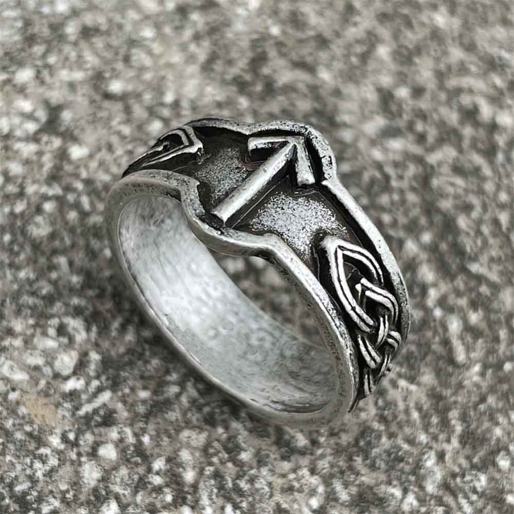 Viking Rune Ring Adjustable Norse Jewelry for Women Men Vintage Runic Amulet Stylish Unisex Design