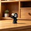 Micro Landscape Ornaments 3D Printed Grim Reaper Skull Ornament, with Bat Wings Decor, Durable Resin Crafts Cute Gothic Desk Figurine, for Halloween