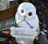 Kishima Owl Welcome 10cm Wide x 10cm Deep x Board, White, 16.5cm High, KH-61095