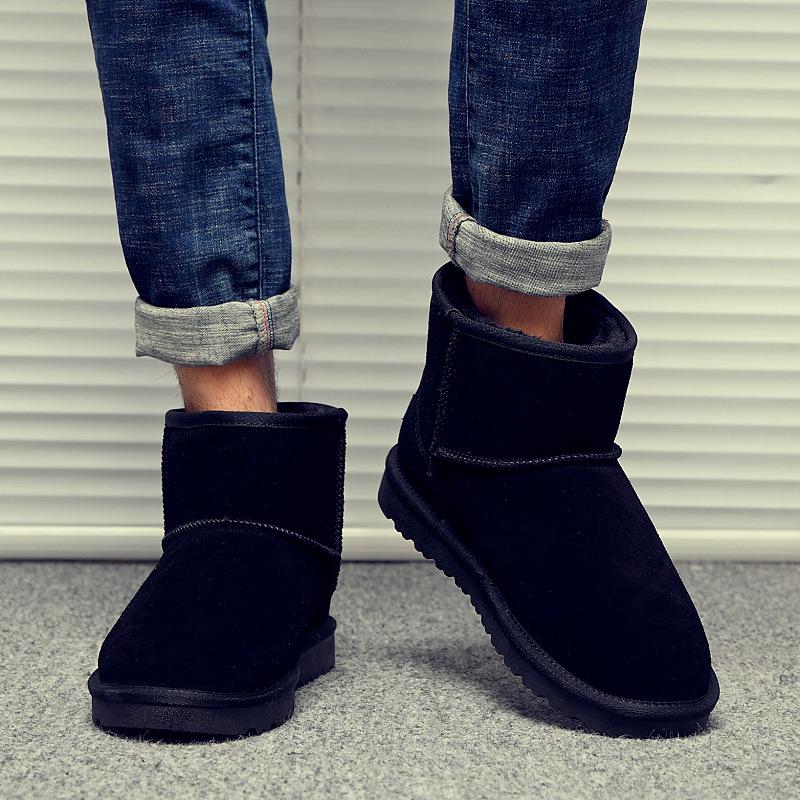 Waterproof Velvet-Lined Genuine Leather Snow Boots for Women & Men - Non-Slip, Warm, Winter Footwear