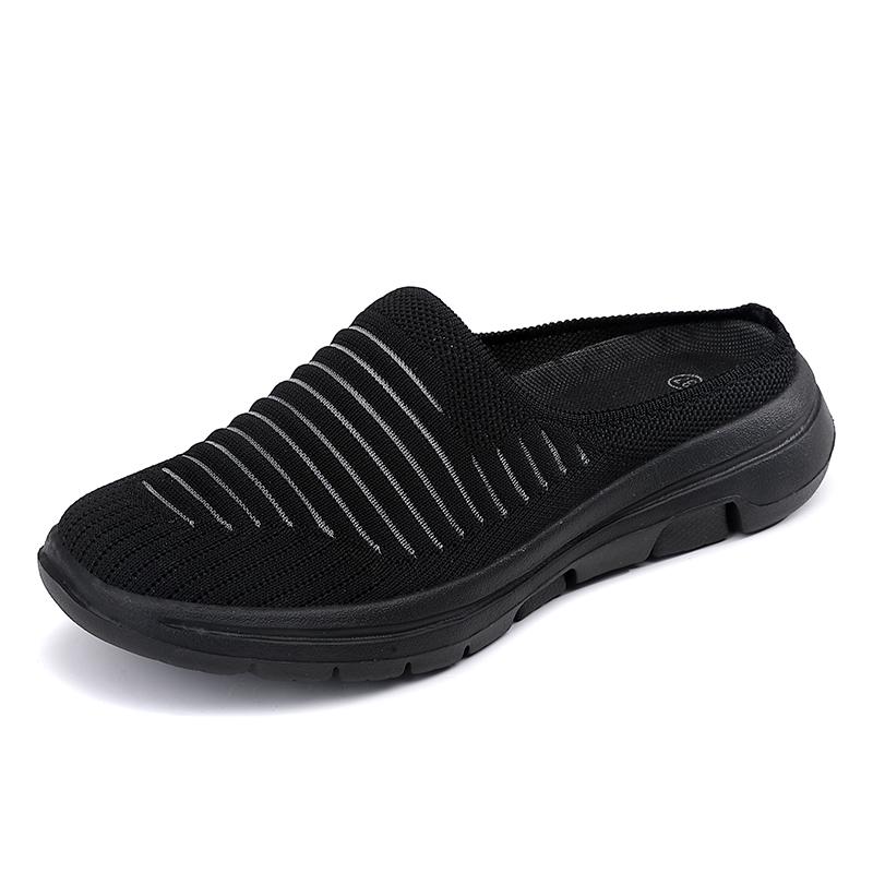 

Женская прогулочная обувь на воздушной подушке, ортопедические тапочки без шнуровки, женские мюли на платформе, дышащие легкие тапочки на танкетке, женские кроссовки EU:35 чёрный