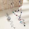 3 Western Style Denim Hat Boots Pendant Pull-out Necklace Long Colorful Round Bead Chain Y-shaped Women's Necklace Sweater Chain