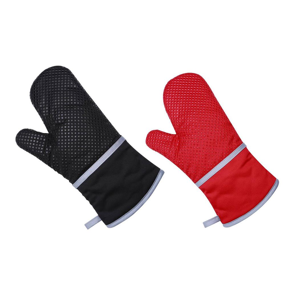 13'' Kitchen Cooking Grilling Pot Holders Oven Gloves with NonSlip Silicone Coating Heat Resistant Oven Mitts for Baking