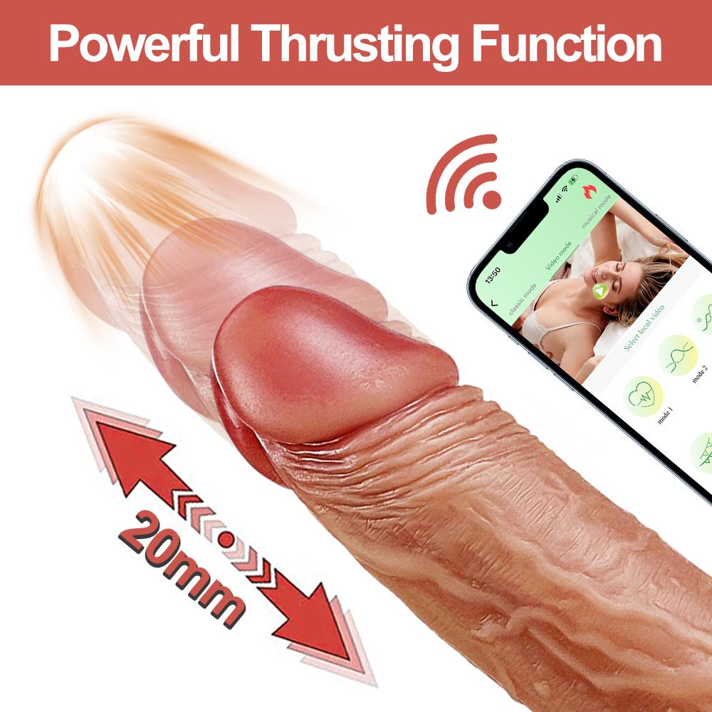 App-Fernbedienung, Teleskop-Rotation, vibrierende realistische Dildos für Frauen, Heizung, Silikon, Gspot, großer Penis, weibliche Masturbation