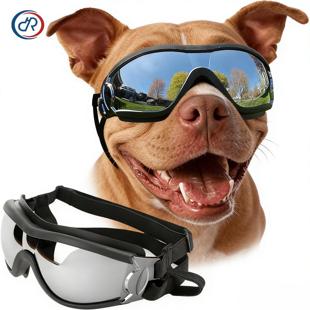 Custom Logo Packaging Dog Sunglasses Dog Goggles UV Wind Dust Fog Protection Pet Glasses Eye Wear with Adjustable Strap