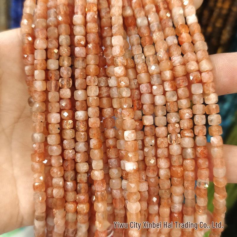 4x4mm Natural Stone Faceted Square Beads: Amethyst, Tourmaline, Garnet Jewelry Accessories