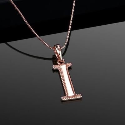 Rose Gold Letter "I" Pendant Necklace for Women/Girls