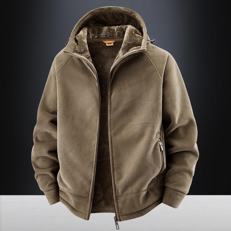 Winter fleece clothes men's and women's autumn and winter new hooded cardigan jacket thickened fleece thermal jacket hooded