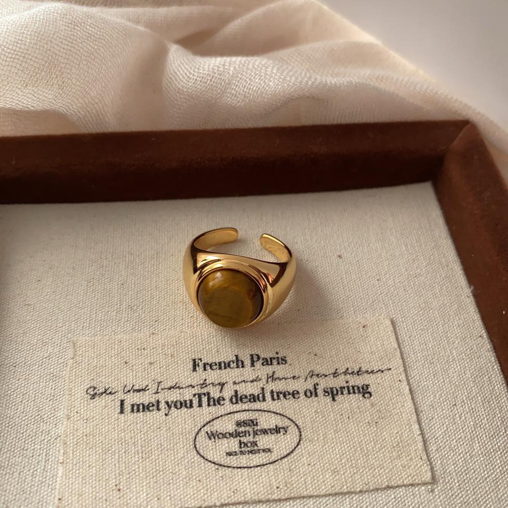 Simple Retro Ring Mori Series Light Luxury Cold Wind Temperament Round Ring High Sense Opening Adjustable