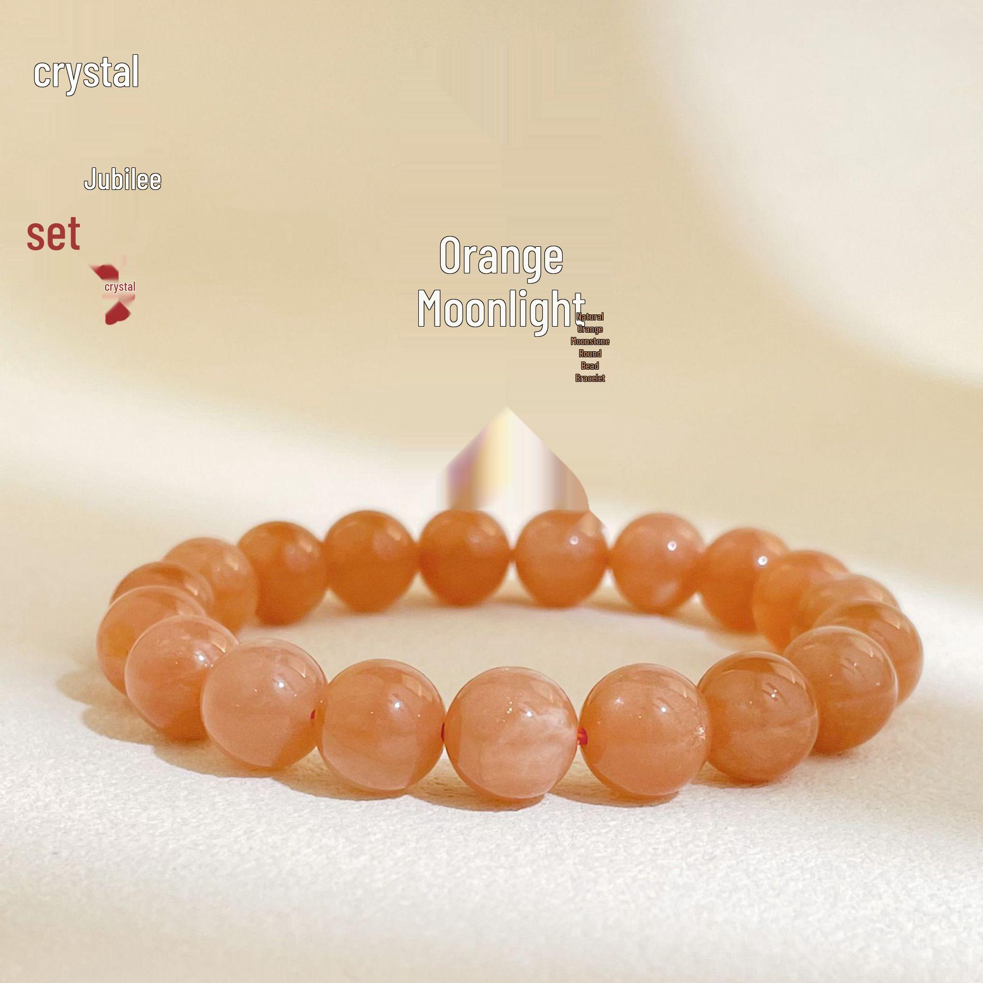 Jingxi 7A Crystal Orange Moonstone & Sunstone High-End Women s Round Bead Bracelet 7mm Bead Bracelet
