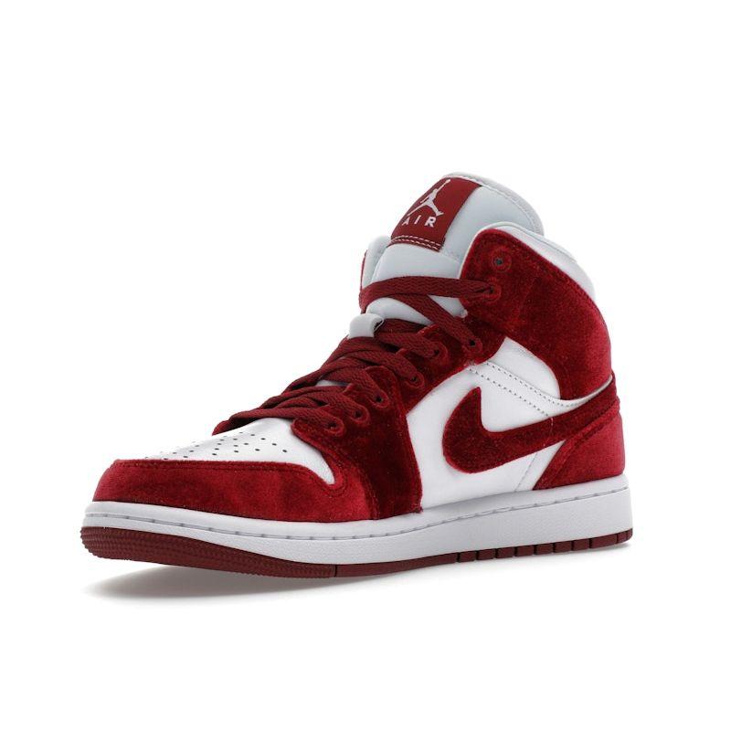 Air Jordan 1 Mid Red Velvet Women Sneakers White Black Team-Red FZ3334-100