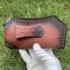 Foling Knife Holder Embossed Cowhide Scabbard Pocket  Knife Cover Second Layer Leather Case Camping Knife Holsters Belt Buckle