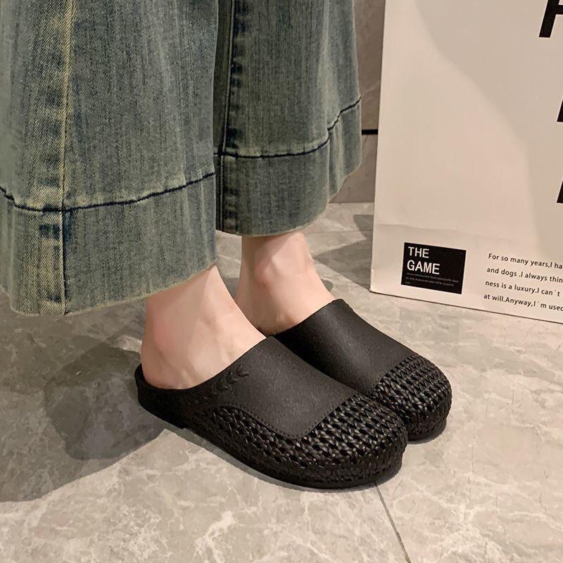 Hollow Mesh Surface Breathable Inner Heightening Bag Head Slippers Women's 2025 Summer New Fashionable and Comfortable Outer Wear One Pedal