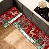 Festive Santa Claus Kitchen Rugs 2-PC Set, Absorbent Non-Slip Mats for Holiday Home Decor